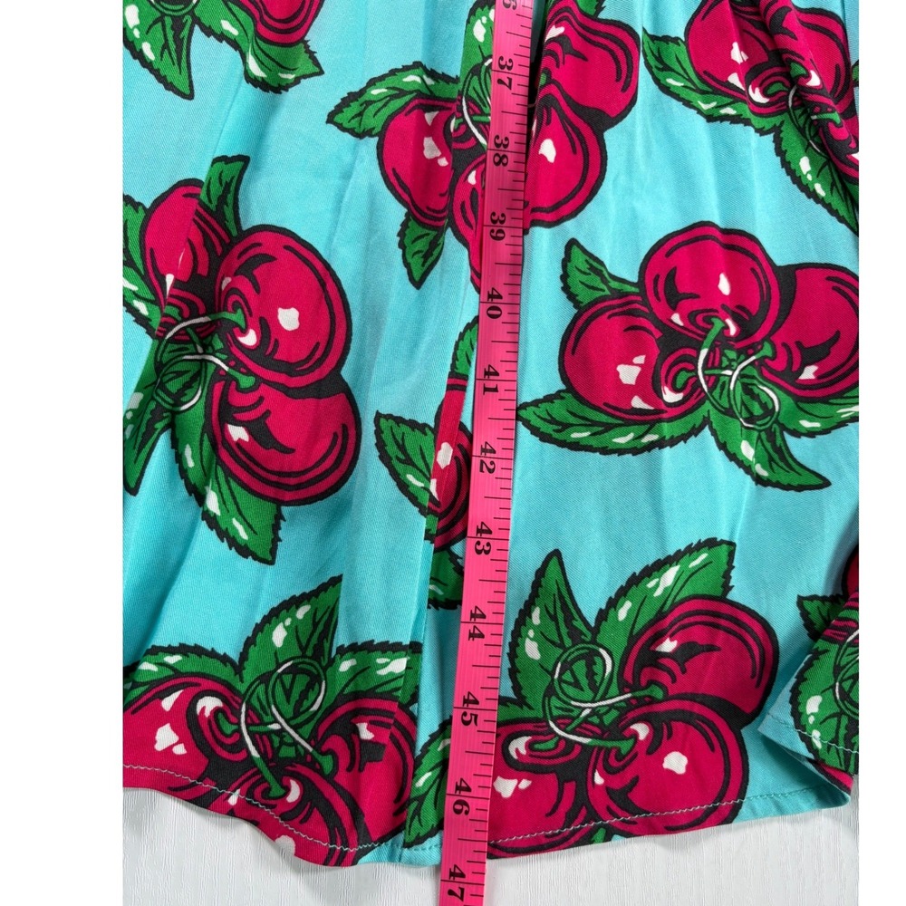 Torrid Betsey Johnson Blue Cherry Print Surplice Midi Dress Plus Size 24 Pockets - Picture 14 of 15